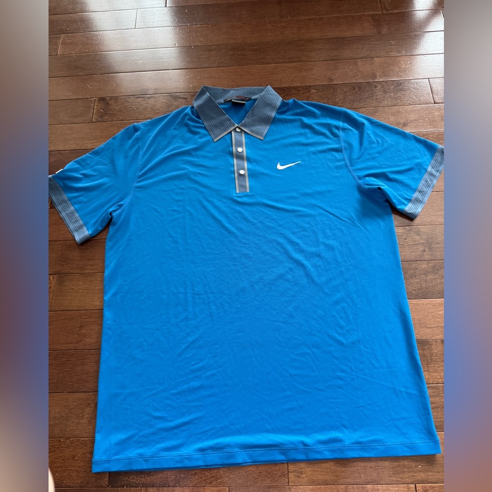 Nike Tiger Woods TW Golf Polo Shirt Mens Size L Blue